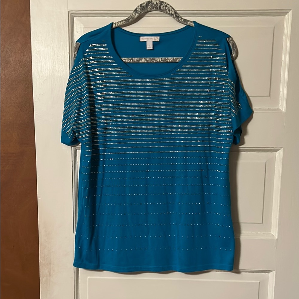 Westport Blue Sequin Relaxed T-Shirt